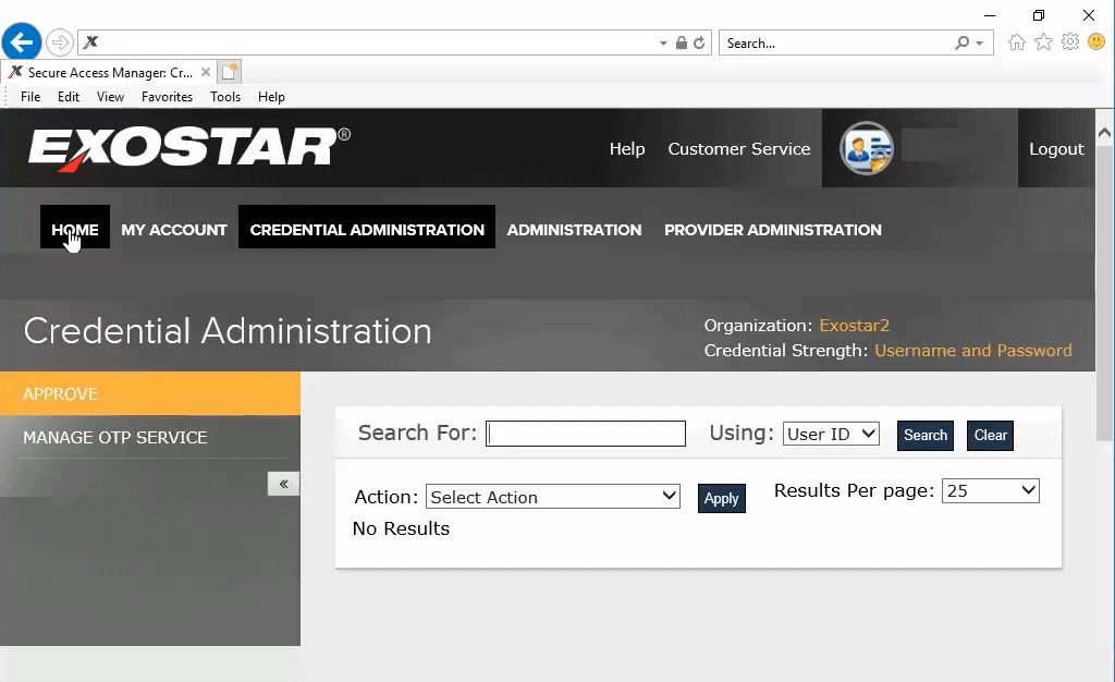 SAM Credential Administrator MyExostar